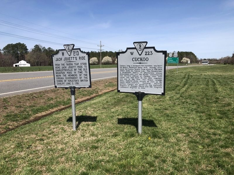 Jack Jouett's Ride Marker. Click for full size. Jack Jouett's Ride Marker image. Click for full size.