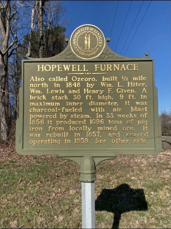 Hopewell Furnace side of the marker image. Click for full size.