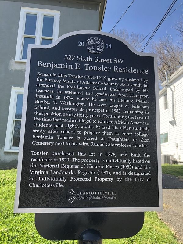 Benjamin E. Tonsler Residence Marker image. Click for full size.