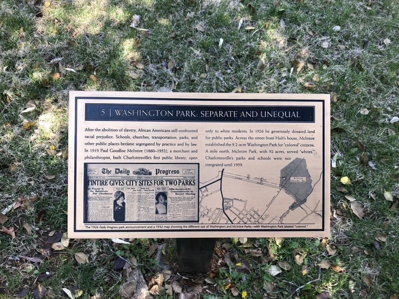 Washington Park: Separate and Unequal Marker. Click for full size. Washington Park: Separate and Unequal Marker image. Click for full size.