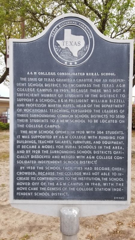 A & M College Consolidated Rural School Marker image. Click for full size.