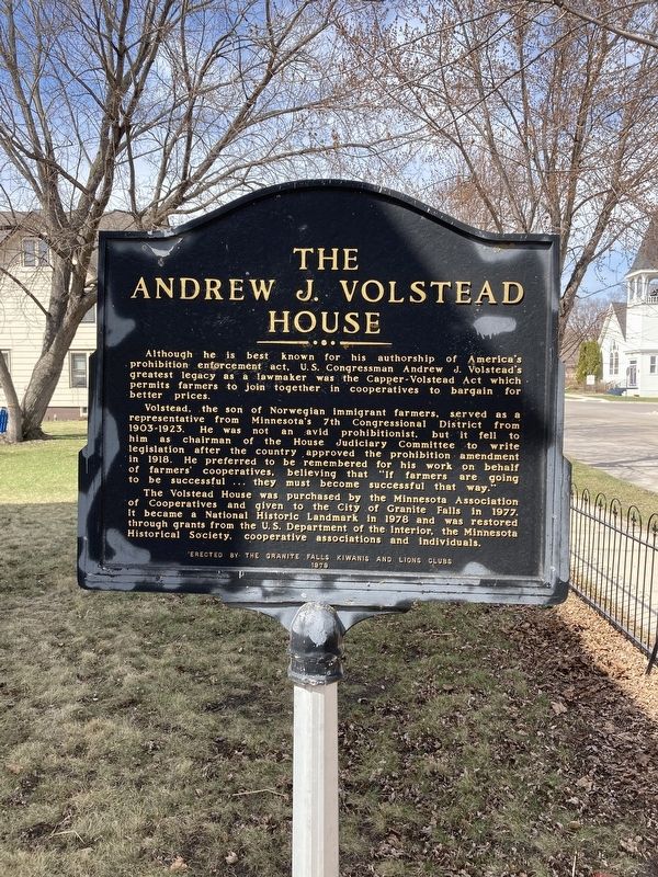 The Andrew J. Volstead House Marker image. Click for full size.