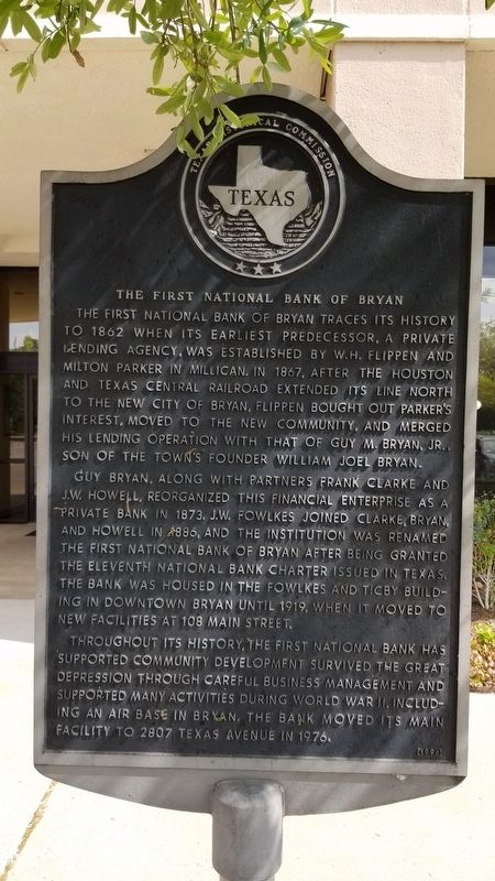 The First National Bank of Bryan Marker image. Click for full size.