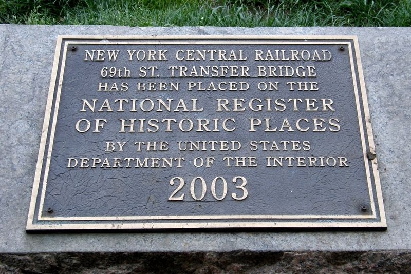 New York Central Railroad 69th Street Transfer Bridge plaque image. Click for full size.