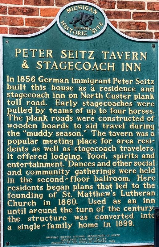 Peter Seitz Tavern & Stagecoach Inn Marker image. Click for full size.