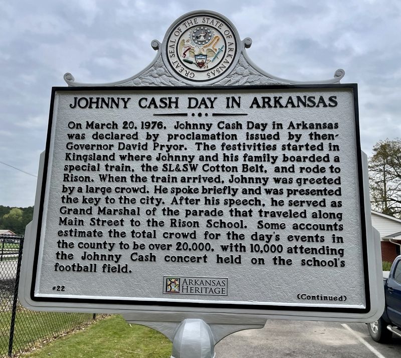 Johnny Cash Day in Arkansas Marker image. Click for full size.