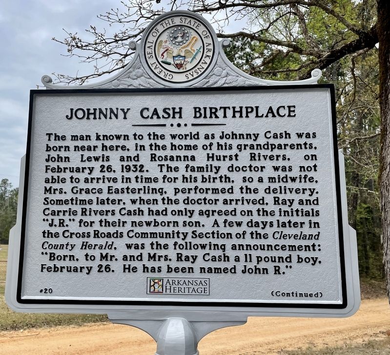 Johnny Cash Birthplace Marker image. Click for full size.