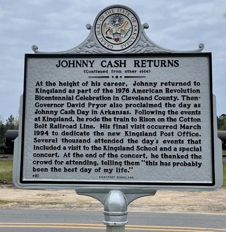 Johnny Cash Returns Marker (reverse). Click for full size. Johnny Cash Returns Marker (reverse) image. Click for full size.