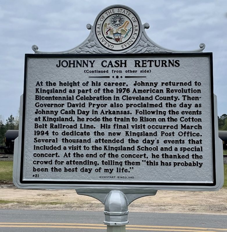 Johnny Cash Returns Marker (reverse) image. Click for full size.