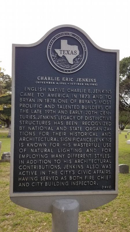 Charles Eric Jenkins Marker. Click for full size. Charles Eric Jenkins Marker image. Click for full size.