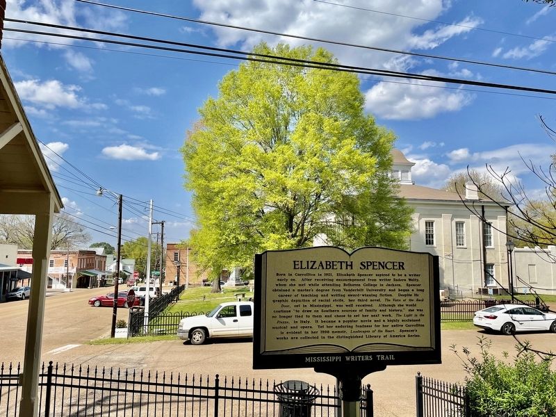 View of marker with the Carroll County Courthouse in background. image. Click for full size.