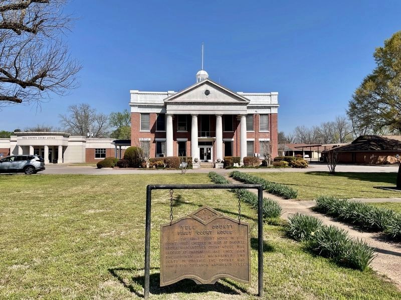 Yell County First Court House and Marker image. Click for full size.