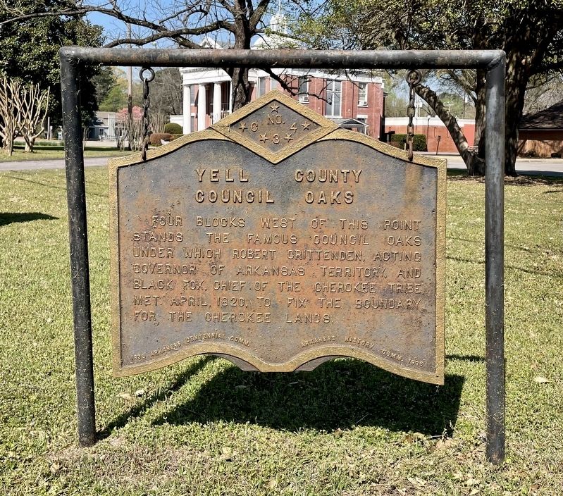 Yell County Council Oaks Marker. Click for full size. Yell County Council Oaks Marker image. Click for full size.
