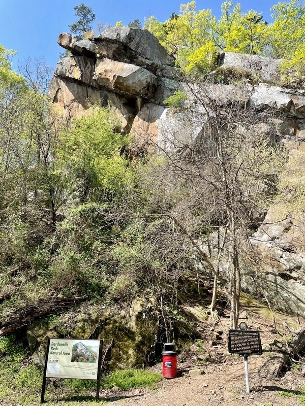 Dardenelle Rock and marker. image. Click for full size.