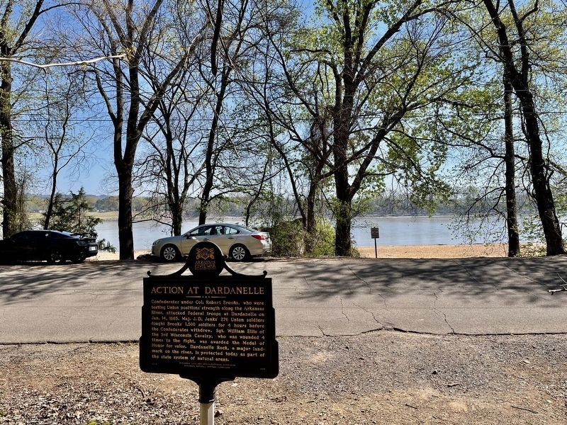 Action at Dardenelle Marker with view of the Arkansas River. image. Click for full size.