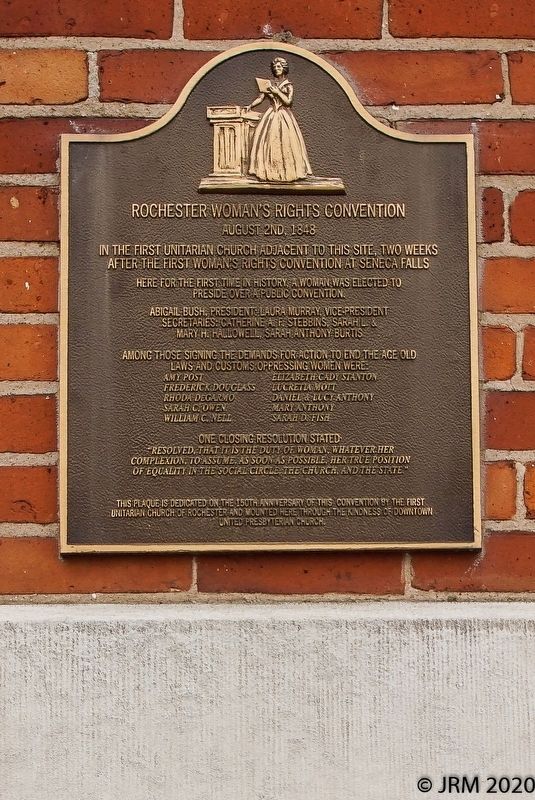 Rochester Women's Rights Convention Marker. Click for full size. Rochester Women's Rights Convention Marker image. Click for full size.