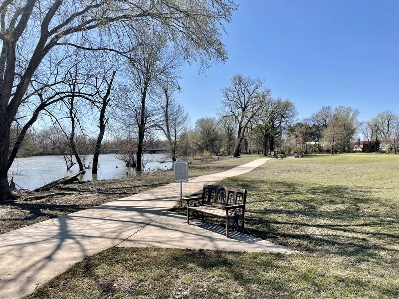 View of marker with the Black River on the left. image. Click for full size.