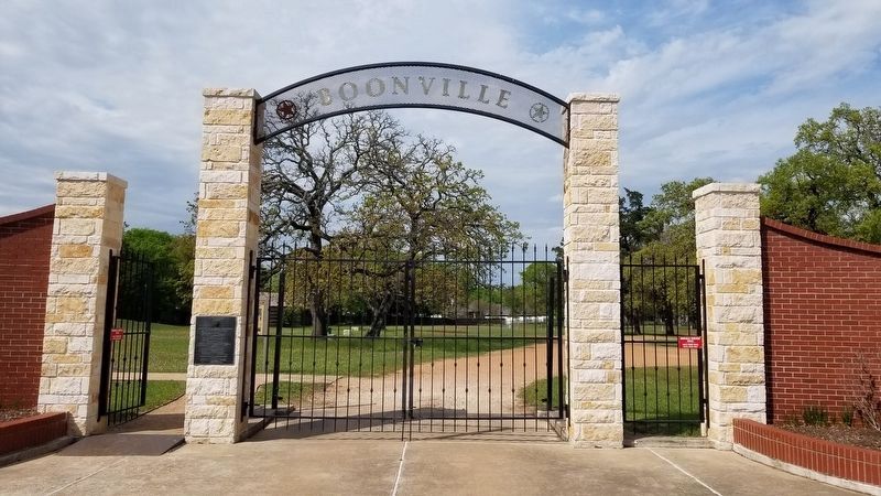 The entrance to the Boonville Heritage Park with the marker just past the gate image. Click for full size.