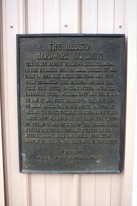 The Hesston Hardware Building Marker image. Click for full size.
