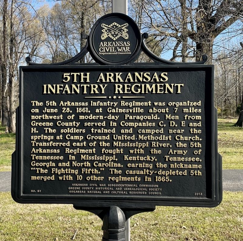 5th Arkansas Infantry Regiment Marker image. Click for full size.