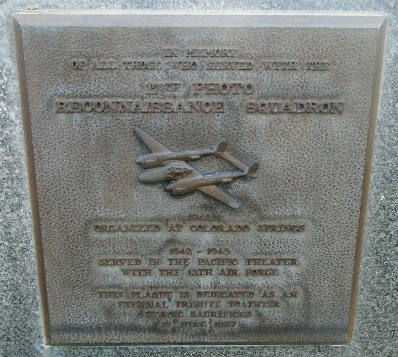 17<sup>th</sup> Photo Reconnaissance Squadron Marker. Click for full size. 17<sup>th</sup> Photo Reconnaissance Squadron Marker image. Click for full size.