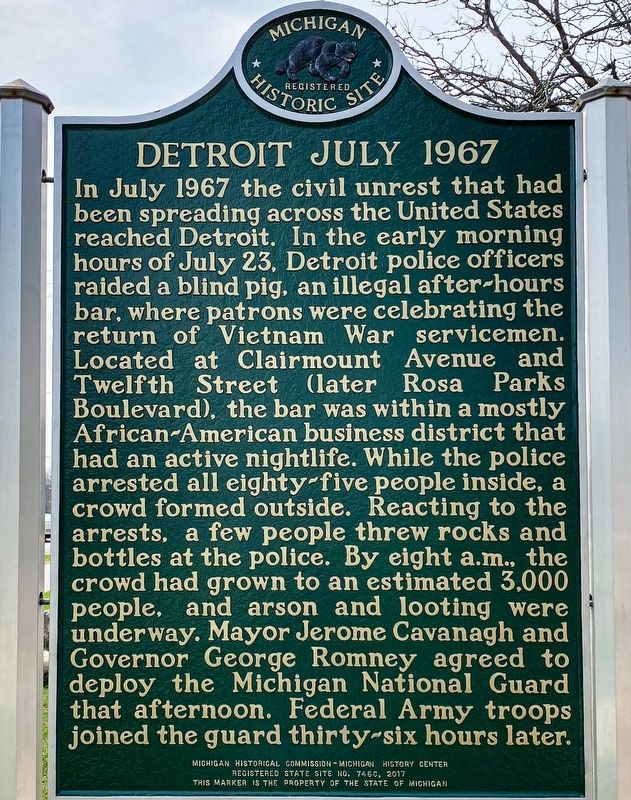 Detroit July 1967 Marker image. Click for full size.
