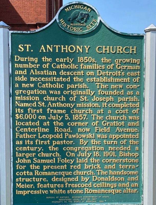 St. Anthony Church Marker image. Click for full size.
