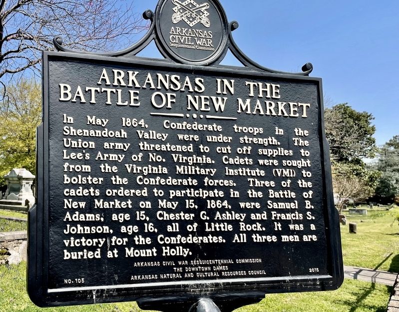 Arkansas in the Battle of New Market Marker image. Click for full size.
