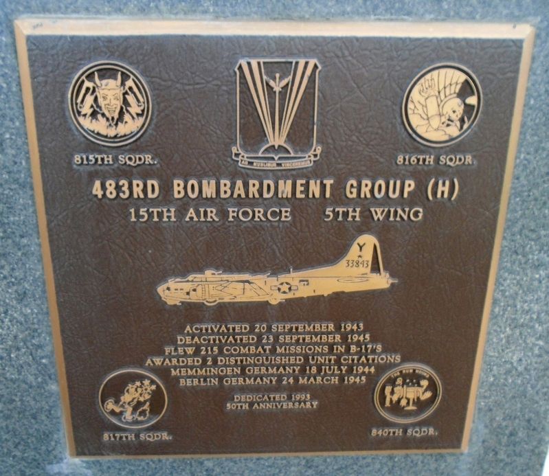 483rd Bombardment Group (H) Marker image. Click for full size.