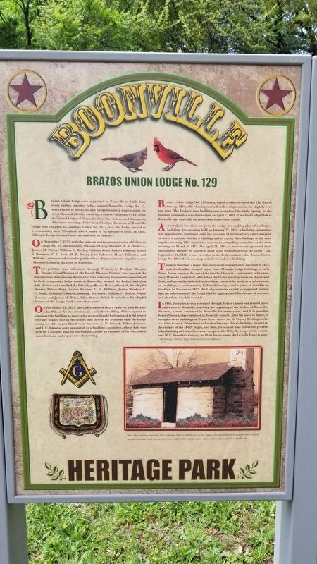 Brazos Union Lodge No. 129 Marker image. Click for full size.