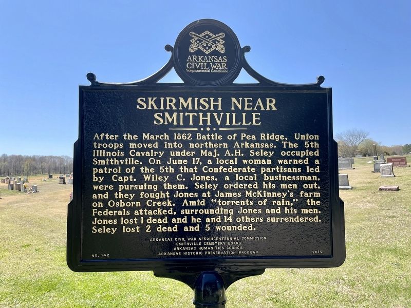 Skirmish Near Smithville Marker image. Click for full size.