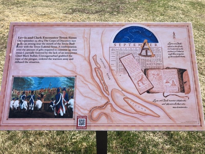 Lewis and Clark Encounter Teton Sioux Marker image. Click for full size.