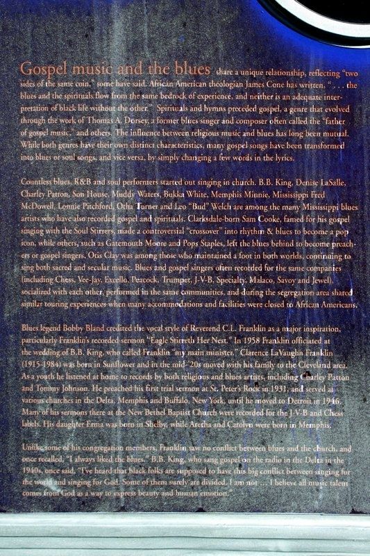 Gospel Music and the Blues Marker detail side 2 image. Click for full size.