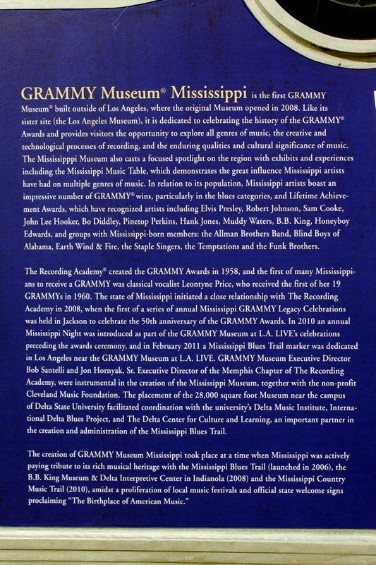 Grammy Museum Mississippi Marker detail side 2. Click for full size. Grammy Museum Mississippi Marker detail side 2 image. Click for full size.