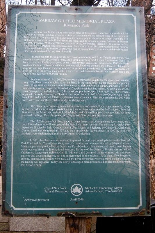 Warsaw Ghetto Memorial Plaza Marker. Click for full size. Warsaw Ghetto Memorial Plaza Marker image. Click for full size.