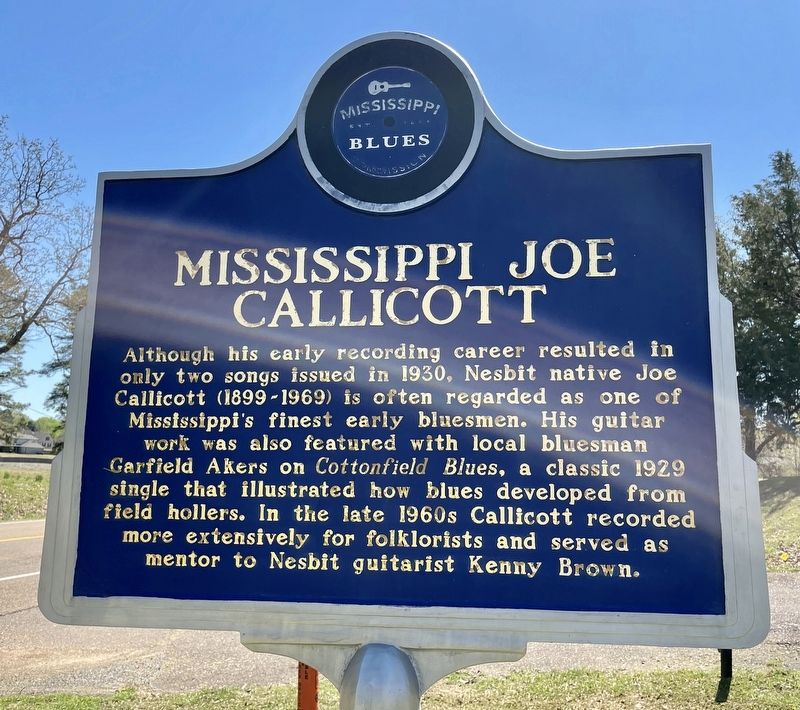 Mississippi Joe Callicott Marker image. Click for full size.