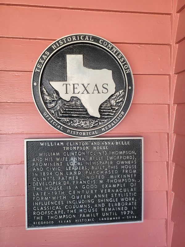 William Clinton and Anna Belle Thompson House Marker image. Click for full size.