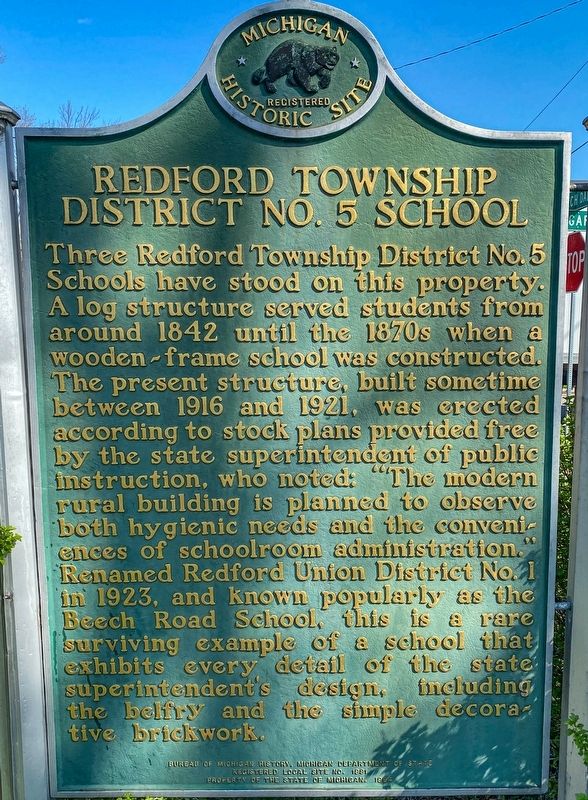 Redford Township District No. 5 School Marker image. Click for full size.