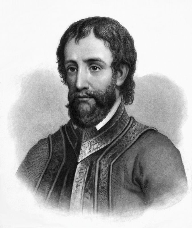 Engraving of Hernando de Soto (c. 1500 – May 21, 1542) image. Click for full size.