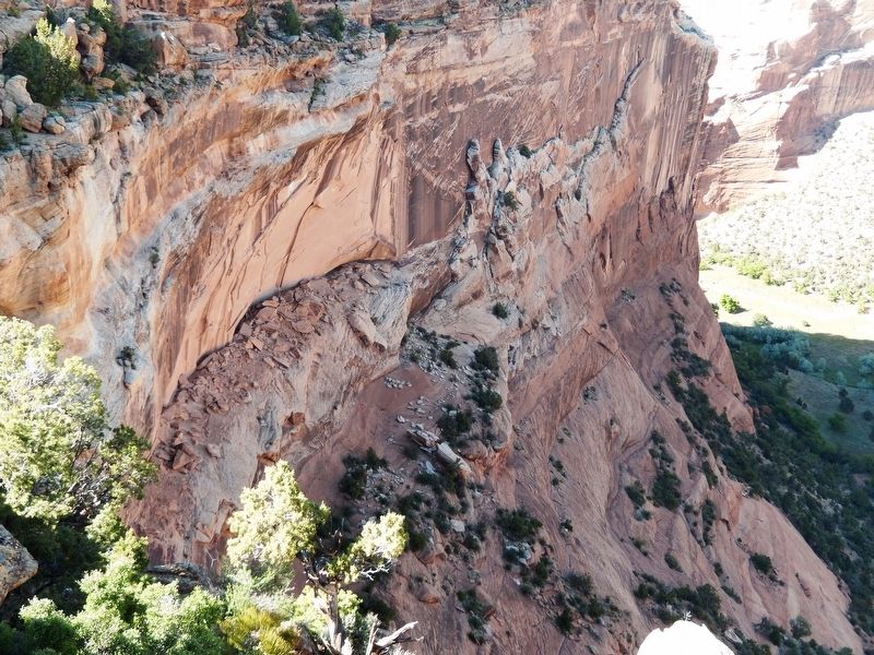 Ledge Where Two Fell Off (<i>telephoto view from marker</i>) image. Click for full size.