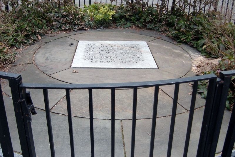American Memorial to Six Million Jews of Europe plaque image. Click for full size.