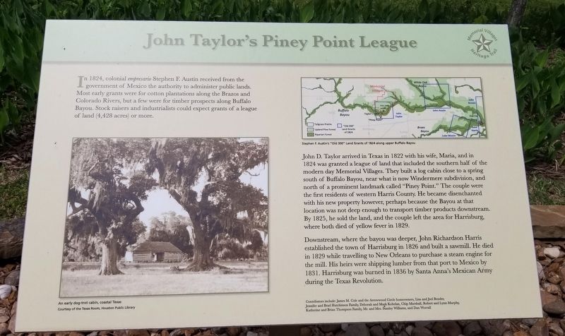 John Taylor's Piney Point League Marker image. Click for full size.