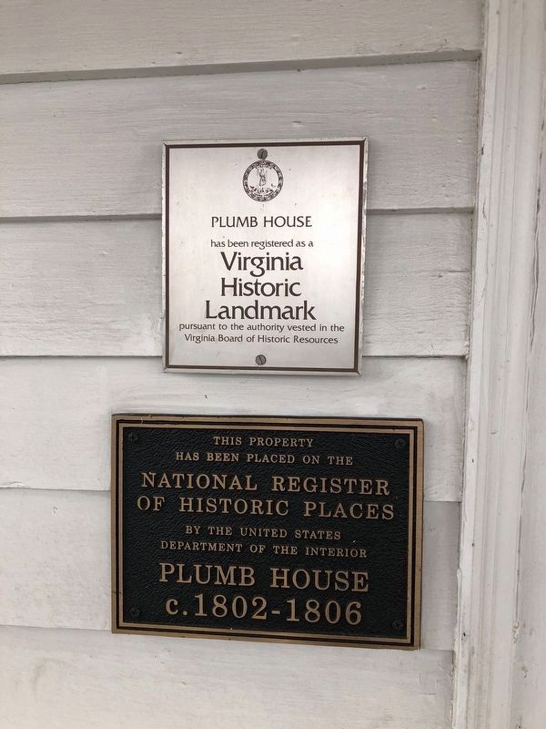 Virginia Historic Landmark and National Register of Historic Places plaques on the house image. Click for full size.