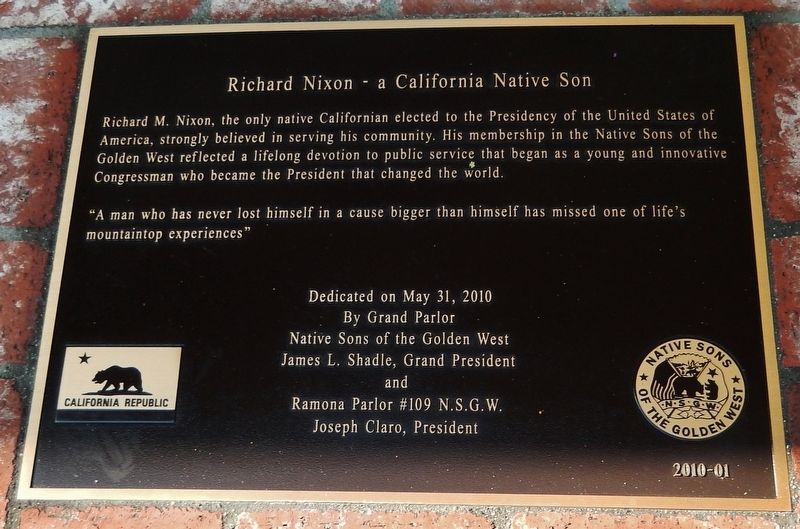 Richard Nixon — A California Native Son Marker image. Click for full size.