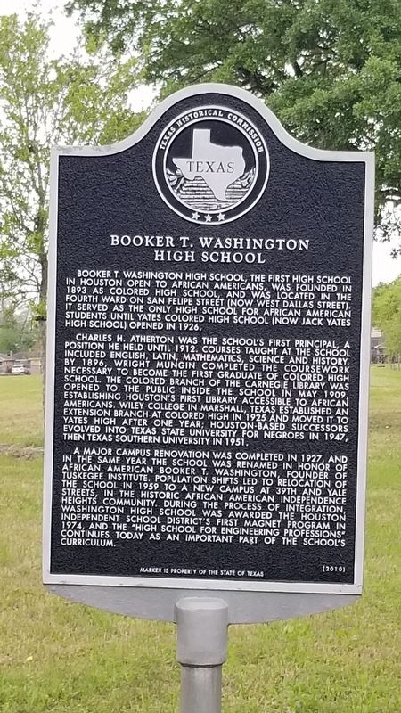Booker T. Washington High School Marker image. Click for full size.