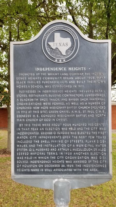 Independence Heights Marker. Click for full size. Independence Heights Marker image. Click for full size.