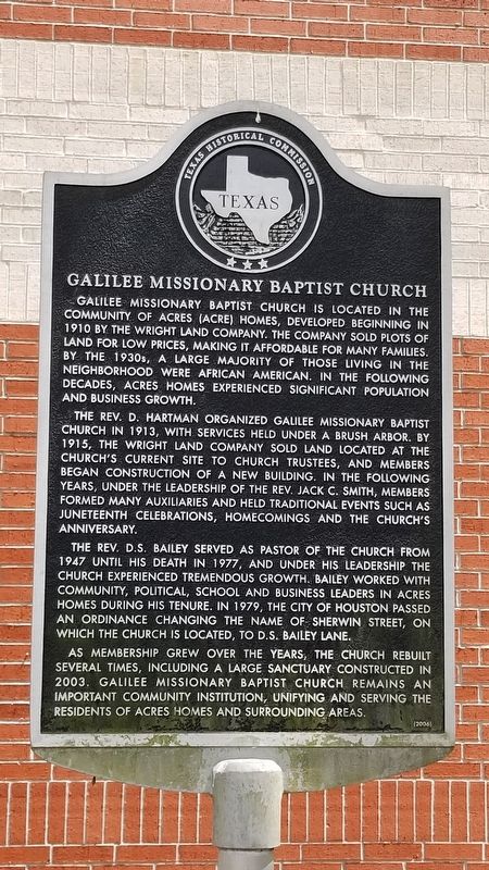 Galilee Missionary Baptist Church Marker image. Click for full size.