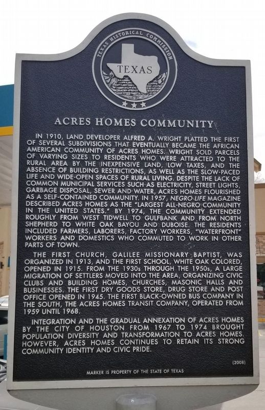 Acres Homes Community Marker image. Click for full size.