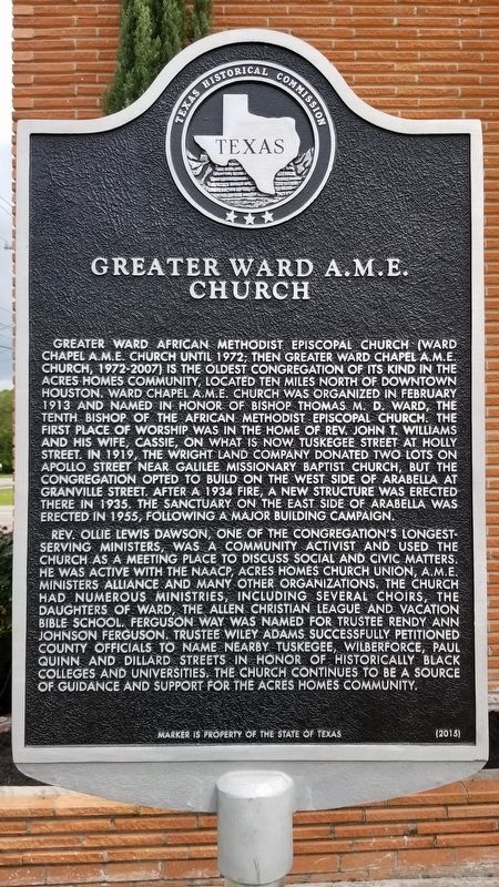 Greater Ward A.M.E. Church Marker image. Click for full size.