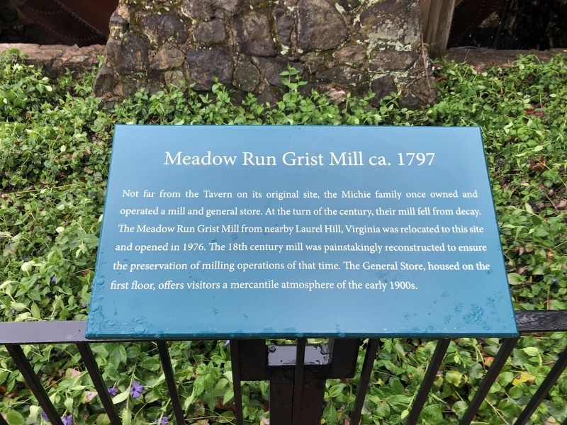 Meadow Run Grist Mill ca. 1797 Marker. Click for full size. Meadow Run Grist Mill ca. 1797 Marker image. Click for full size.